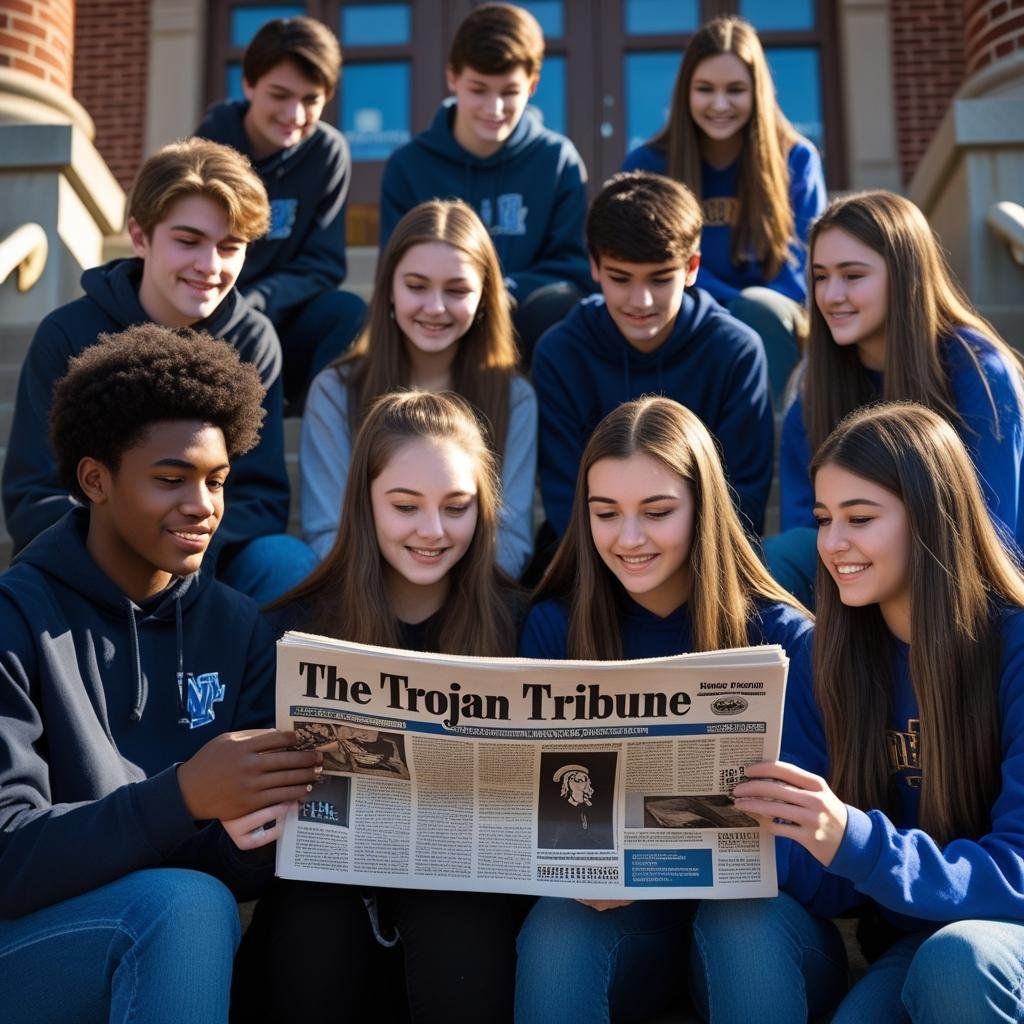 Students huddle together for the latest WHS news.