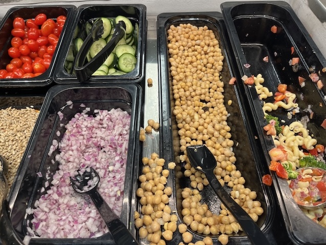 The salad bar offers many unique toppings.